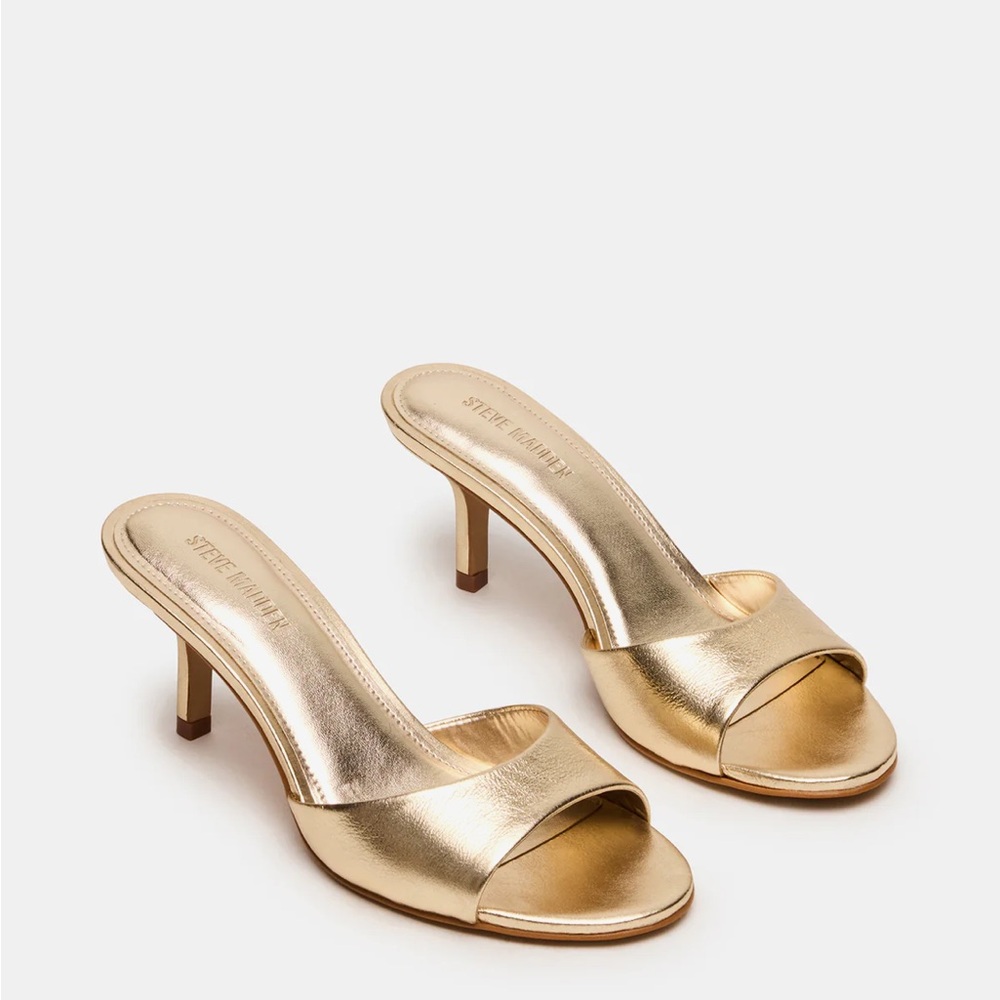 Steve Madden Metallic Gold Heeled Mules